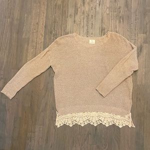 UO Cream/Tan Lace Sweater